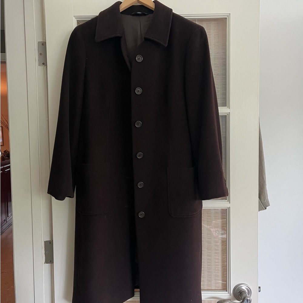 Brooks brothers chocolate brown wool coat
